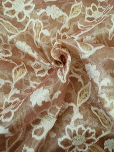 Kora Silk Sari from Banaras | Dull Pink | Gold Zari | Handwoven | Ships from California